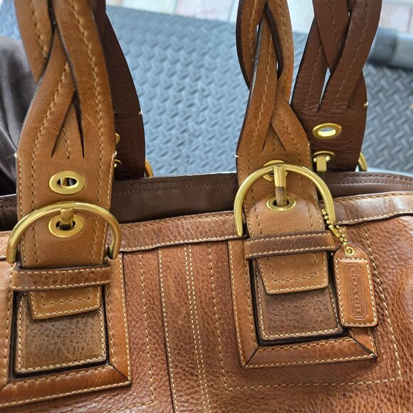 Coach Legacy Tobacco Brown Braided Handle Heavy Tote and Wallet - Picture 3 of 11